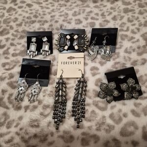 Dazzling Crystal Look Silver Earring Set